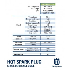 Свічка запалювання Husqvarna HQT-1 + паливний фільтр d=5 мм (5979197-13)